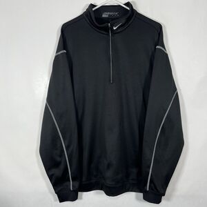 Nike Golf Therma Fit 1/4 Zip Pullover Jacket Mens Size 2XL XXL Black Collar Logo